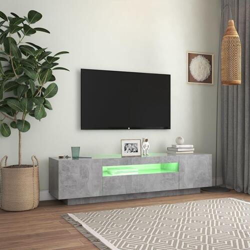 Tv-skab med LED-lys 160x35x40 cm betongrå