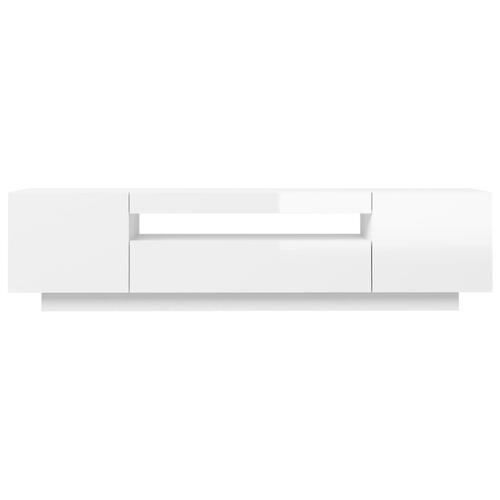 Tv-skab med LED-lys 160x35x40 cm hvid højglans