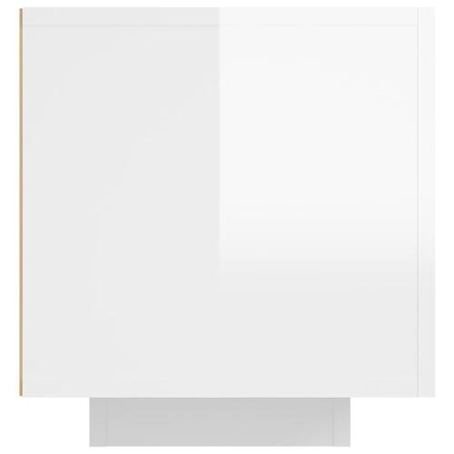 Tv-skab med LED-lys 160x35x40 cm hvid højglans