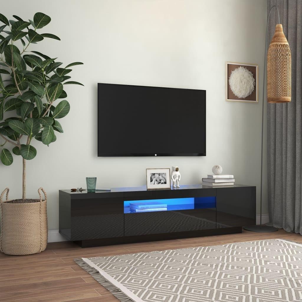 Tv-skab med LED-lys 160x35x40 cm sort højglans