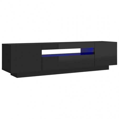 Tv-skab med LED-lys 160x35x40 cm sort højglans