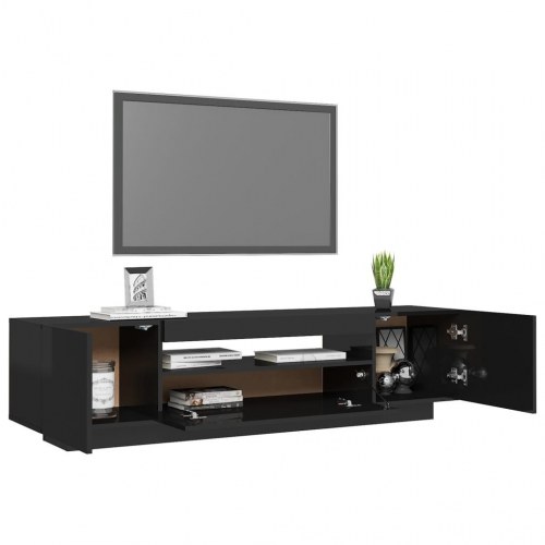 Tv-skab med LED-lys 160x35x40 cm sort højglans