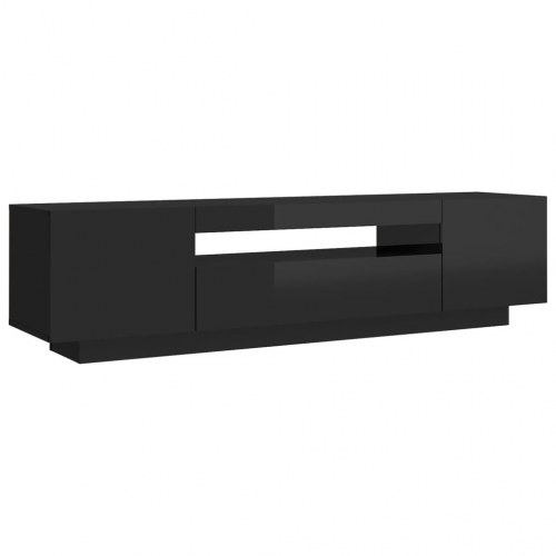 Tv-skab med LED-lys 160x35x40 cm sort højglans