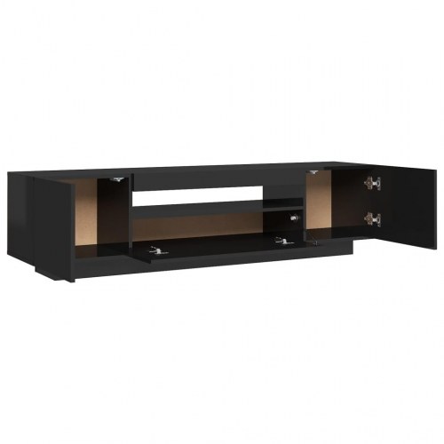 Tv-skab med LED-lys 160x35x40 cm sort højglans