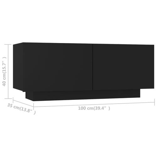 Tv-bord 100x35x40 cm konstrueret træ sort
