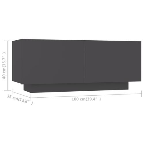 Tv-bord 100x35x40 cm konstrueret træ grå