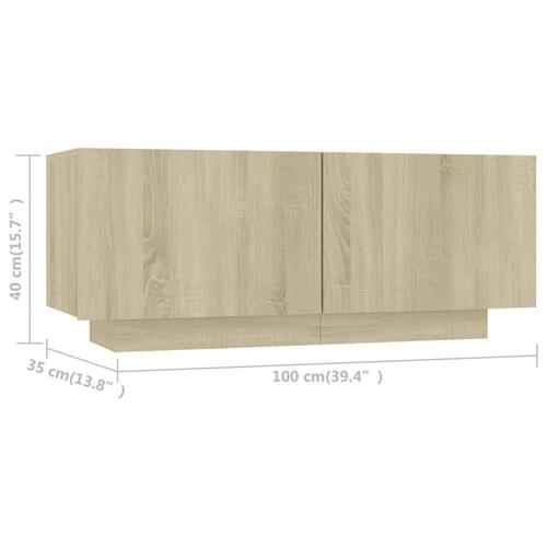 Tv-bord 100x35x40 cm konstrueret træ sonoma-eg