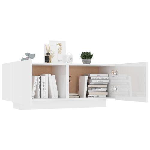 Tv-bord 100x35x40 cm konstrueret træ hvid højglans