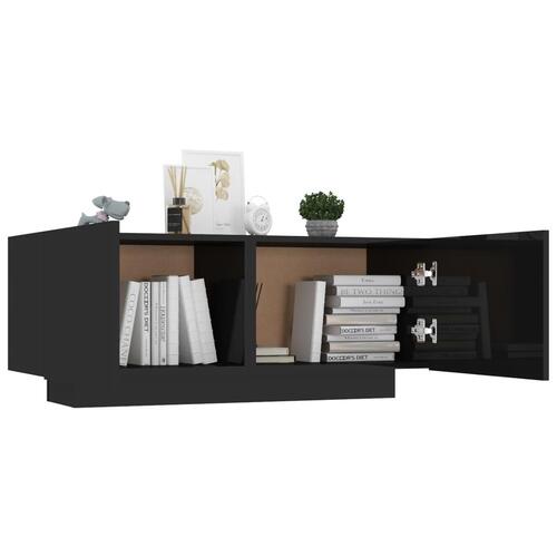Tv-bord 100x35x40 cm konstrueret træ sort højglans