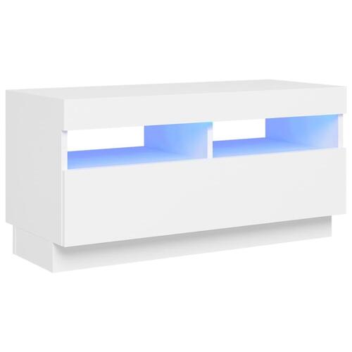 Tv-skab med LED-lys 80x35x40 cm hvid