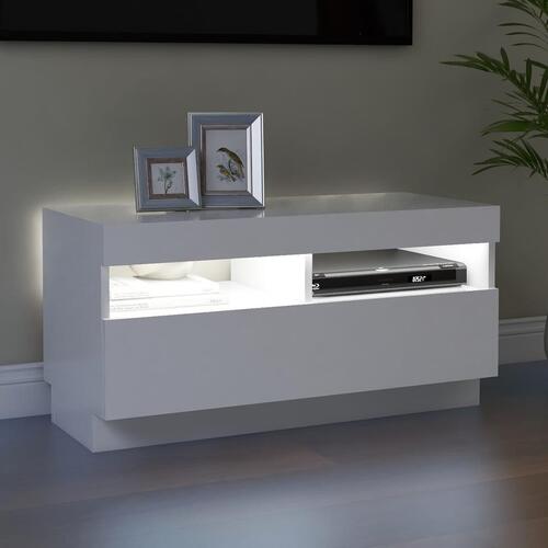 Tv-skab med LED-lys 80x35x40 cm hvid