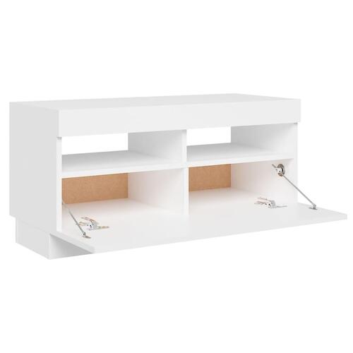 Tv-skab med LED-lys 80x35x40 cm hvid
