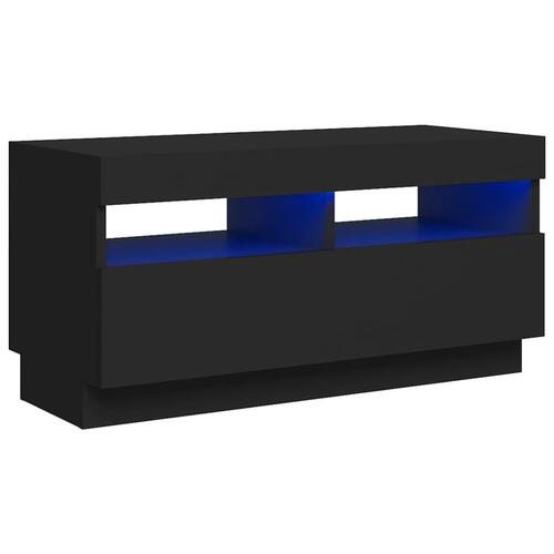 Tv-bord med LED-lys 80x35x40 cm sort