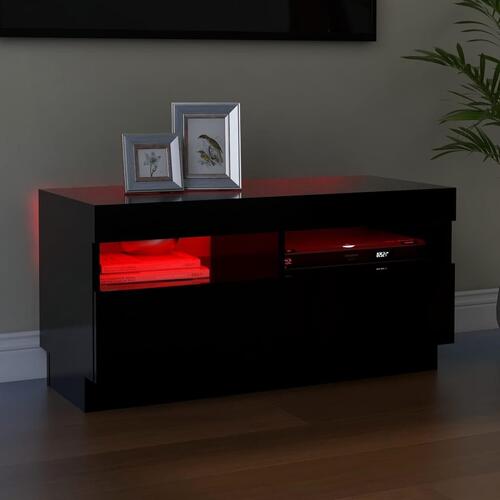 Tv-bord med LED-lys 80x35x40 cm sort