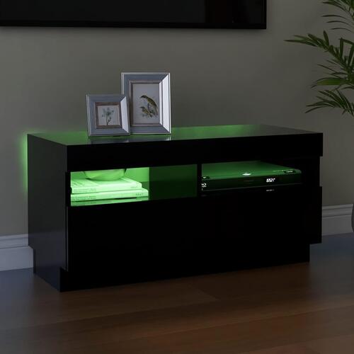 Tv-bord med LED-lys 80x35x40 cm sort