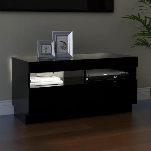 Tv-bord med LED-lys 80x35x40 cm sort