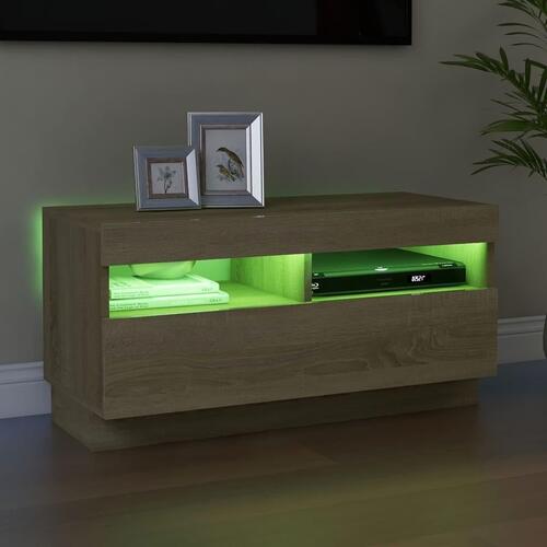Tv-bord med LED-lys 80x35x40 cm sonoma-eg