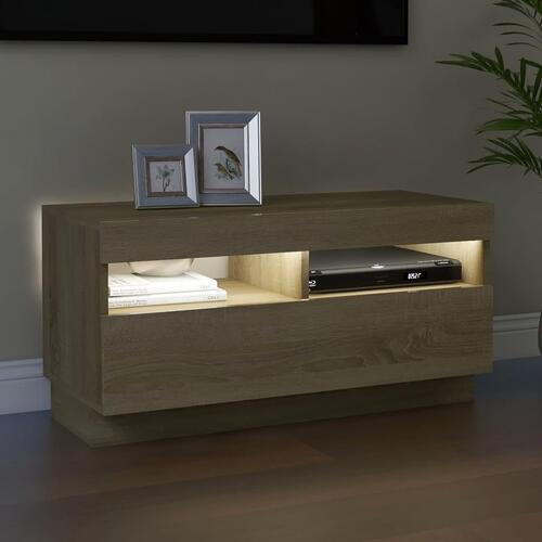 Tv-bord med LED-lys 80x35x40 cm sonoma-eg