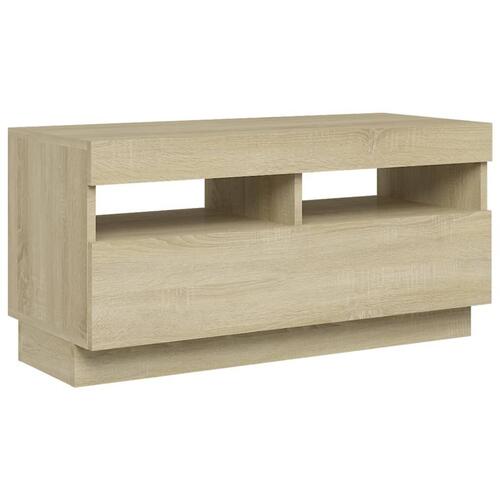 Tv-bord med LED-lys 80x35x40 cm sonoma-eg
