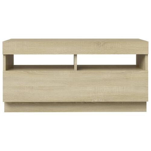 Tv-bord med LED-lys 80x35x40 cm sonoma-eg