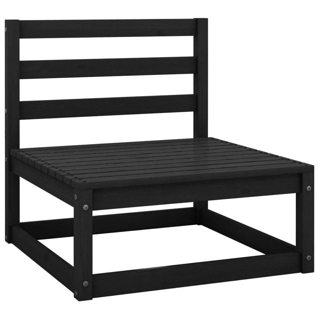 Midtermodul til havesofa massivt fyrretræ sort