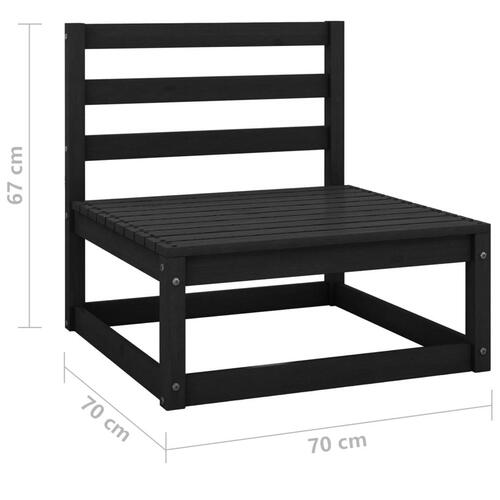 Midtermodul til havesofa massivt fyrretræ sort