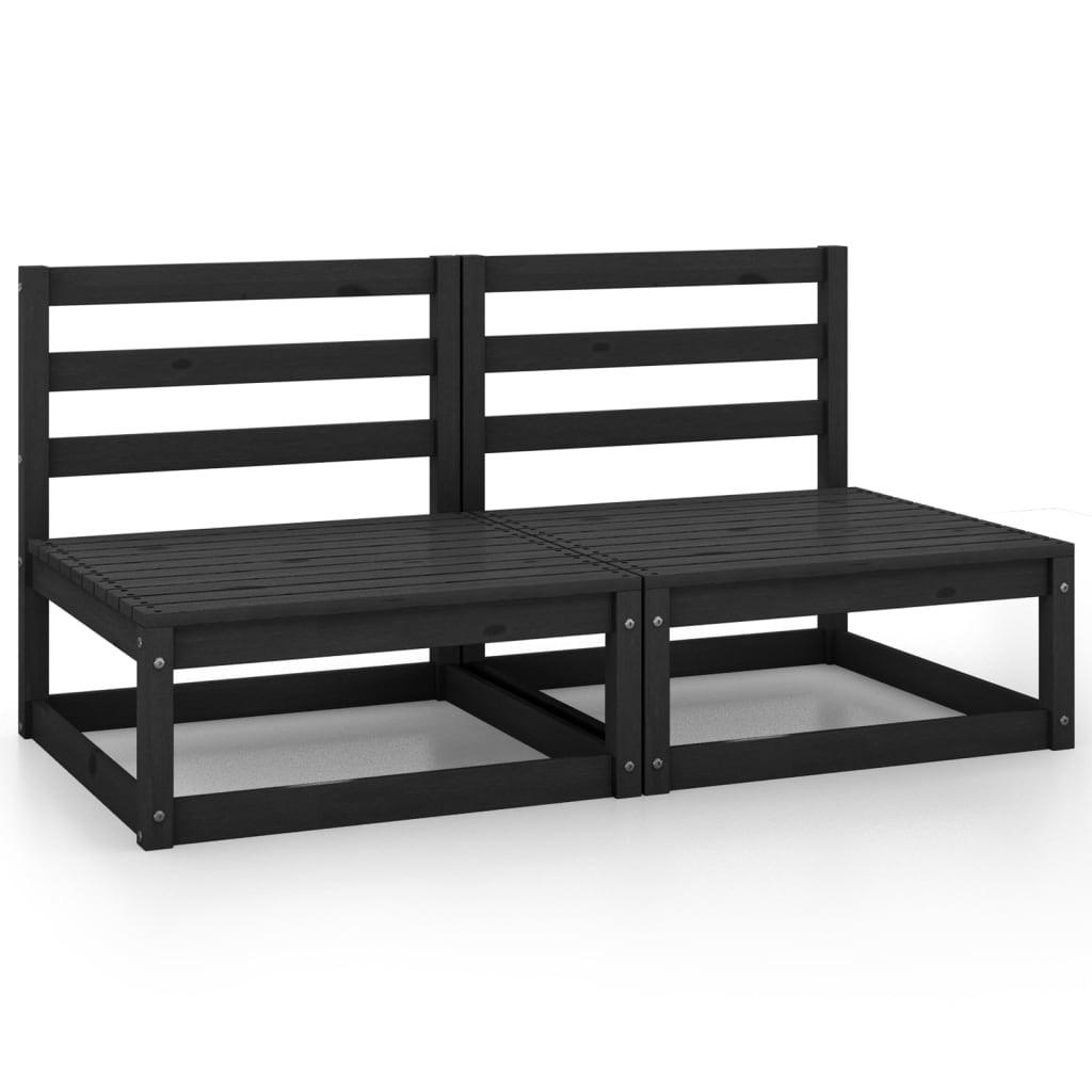 Midterdel til havesofa 2 stk. massivt fyrretræ sort
