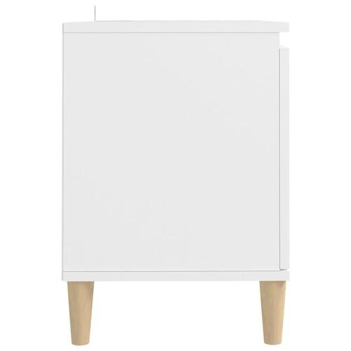 Tv-bord med massive træben 103,5x35x50 cm hvid