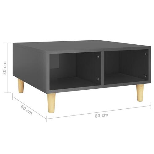 Sofabord 60x60x30 cm konstrueret træ grå højglans