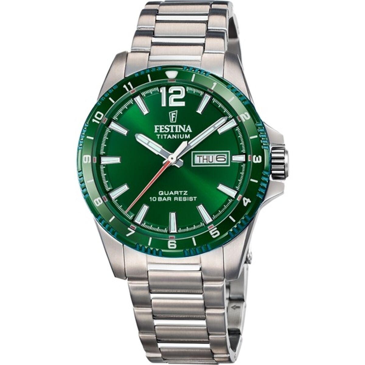 Festina F20698/3 herreur - titanium armbåndsur med grøn skive billede