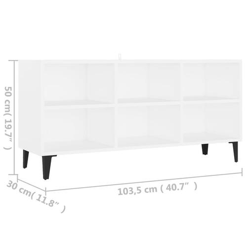 Tv-skab med metalben 103,5x30x50 cm hvid