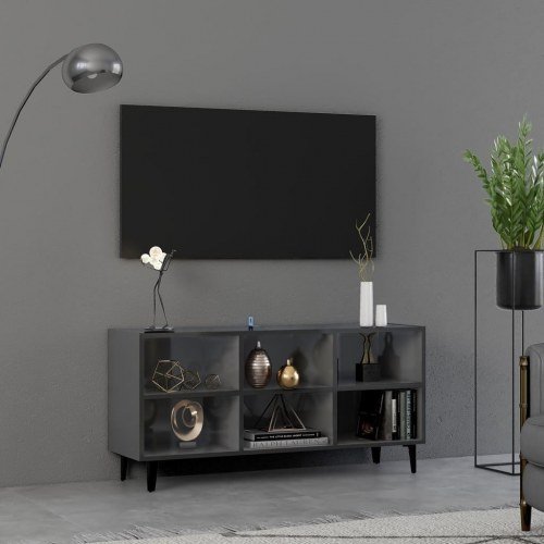Tv-skab med metalben 103,5x30x50 cm grå højglans