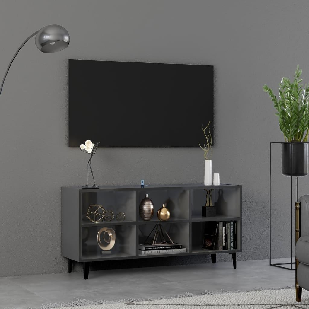 Tv-skab med metalben 103,5x30x50 cm grå højglans