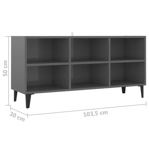 Tv-skab med metalben 103,5x30x50 cm grå højglans