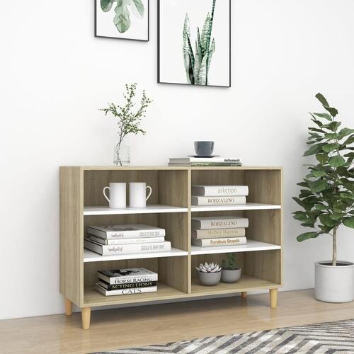 Skænk 103,5x35x70 cm konstrueret træ hvid og sonoma-eg