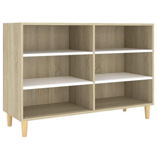 Skænk 103,5x35x70 cm konstrueret træ hvid og sonoma-eg