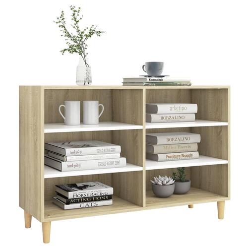 Skænk 103,5x35x70 cm konstrueret træ hvid og sonoma-eg