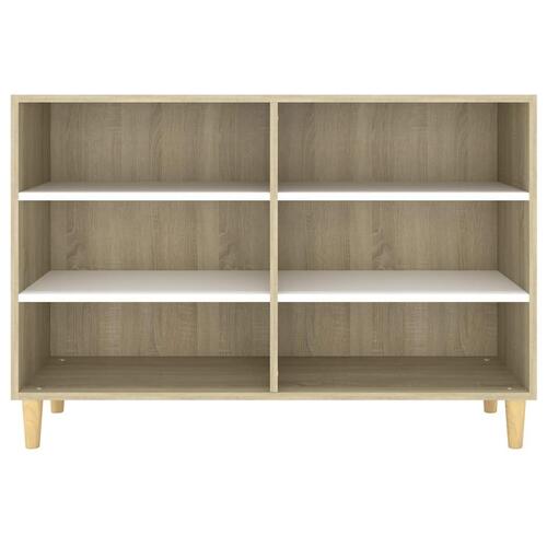 Skænk 103,5x35x70 cm konstrueret træ hvid og sonoma-eg