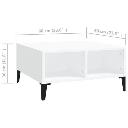 Sofabord 60x60x30 cm konstrueret træ hvid