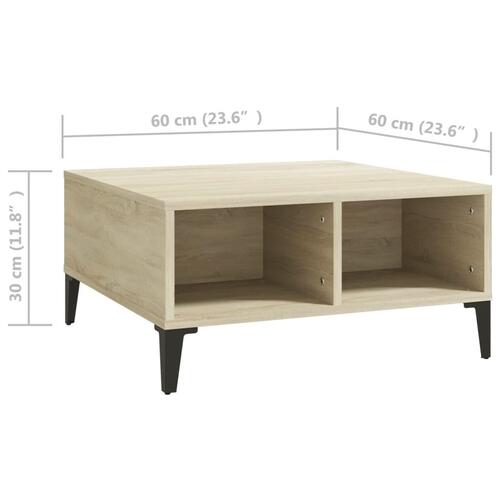 Sofabord 60x60x30 cm konstrueret træ sonoma-eg