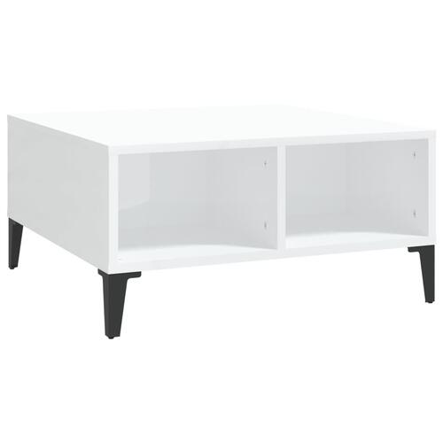 Sofabord 60x60x30 cm konstrueret træ hvid højglans