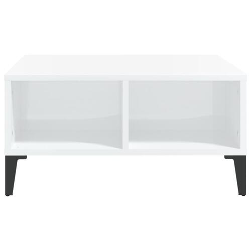Sofabord 60x60x30 cm konstrueret træ hvid højglans