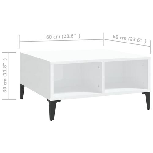Sofabord 60x60x30 cm konstrueret træ hvid højglans