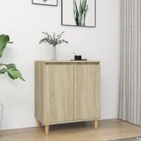 Skænk med massive træben 60x35x70 cm konstrueret træ sonoma-eg