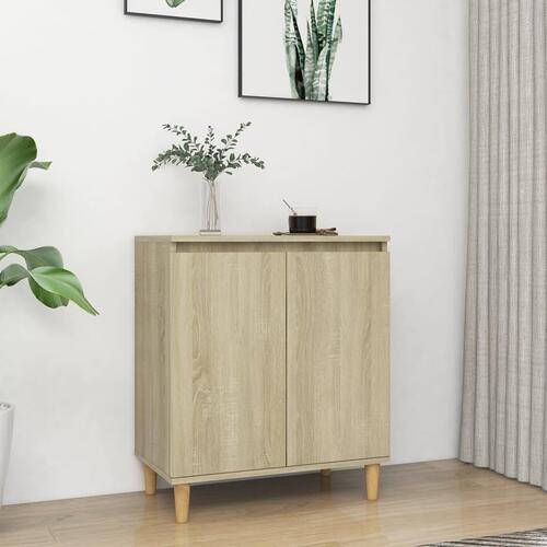 Skænk med massive træben 60x35x70 cm konstrueret træ sonoma-eg