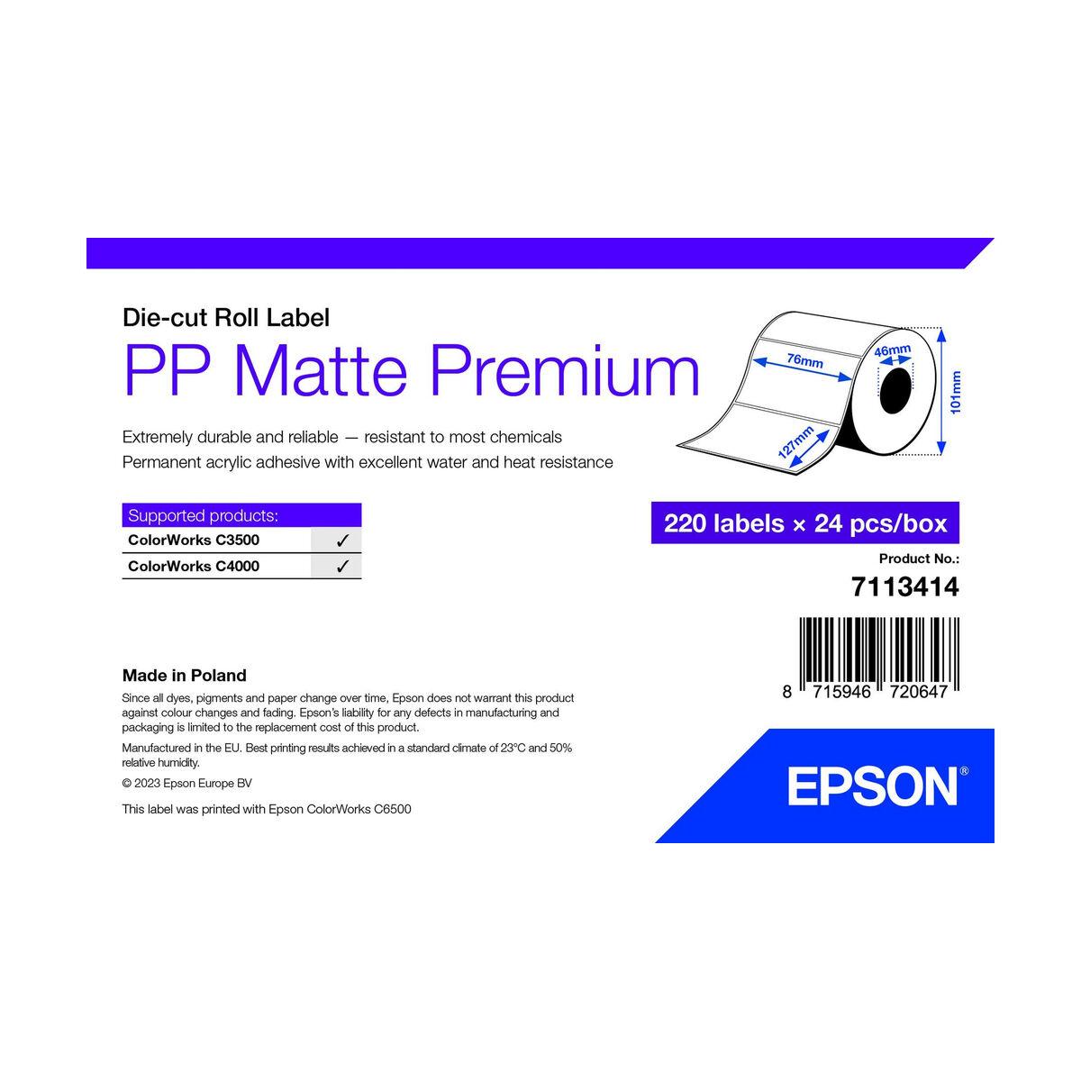 Epson 7113414 selvklæbende etiketter - hvid, 24 enheder billede