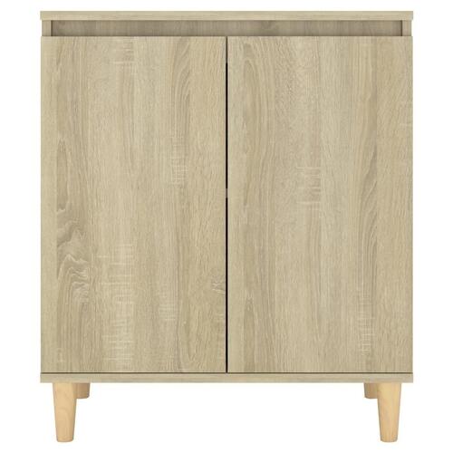 Skænk med massive træben 60x35x70 cm konstrueret træ sonoma-eg