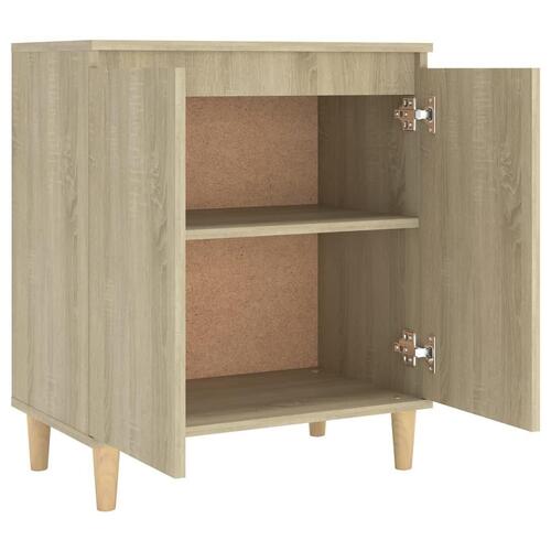 Skænk med massive træben 60x35x70 cm konstrueret træ sonoma-eg