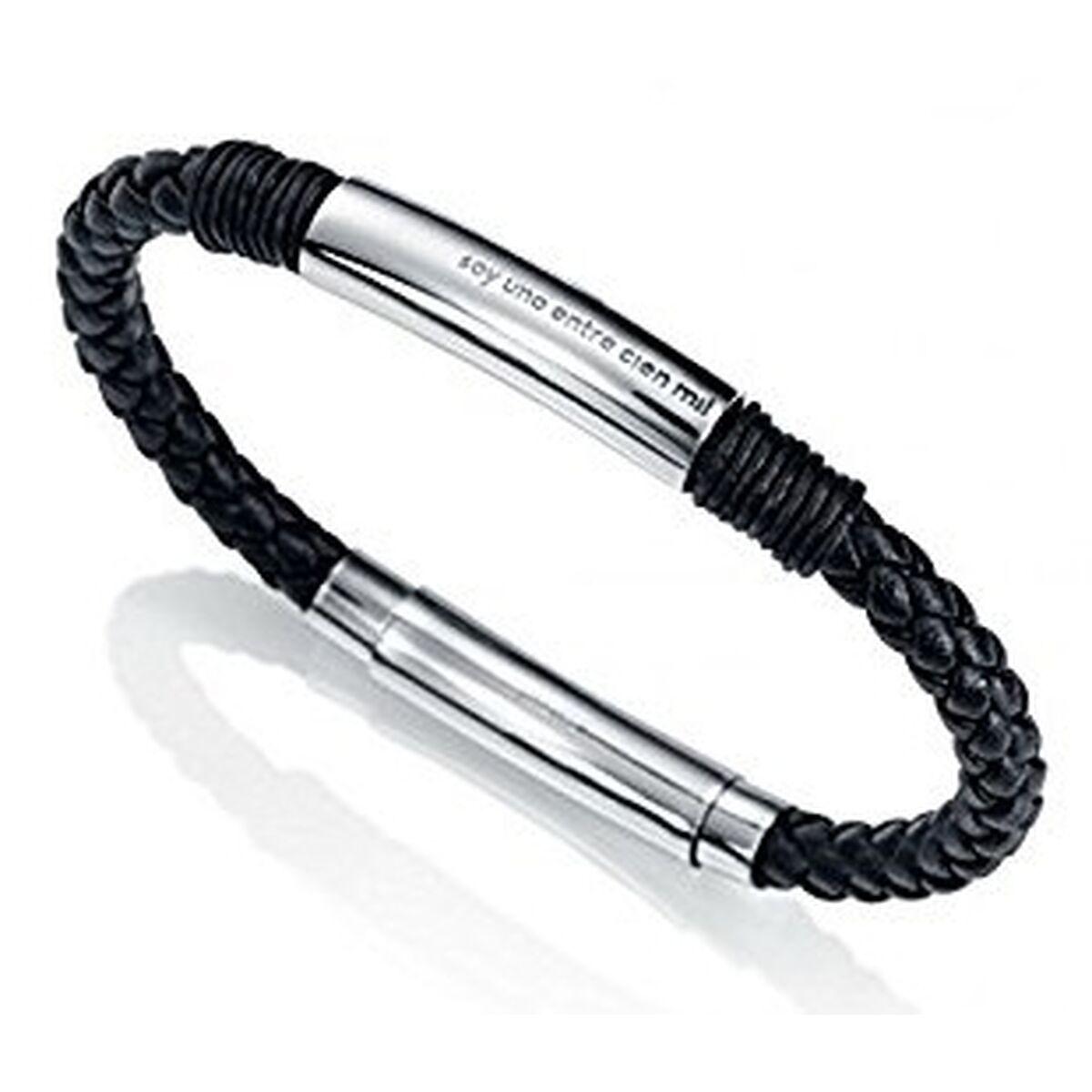 Armbånd til mænd 6395P09010 - flettet læder og stål billede