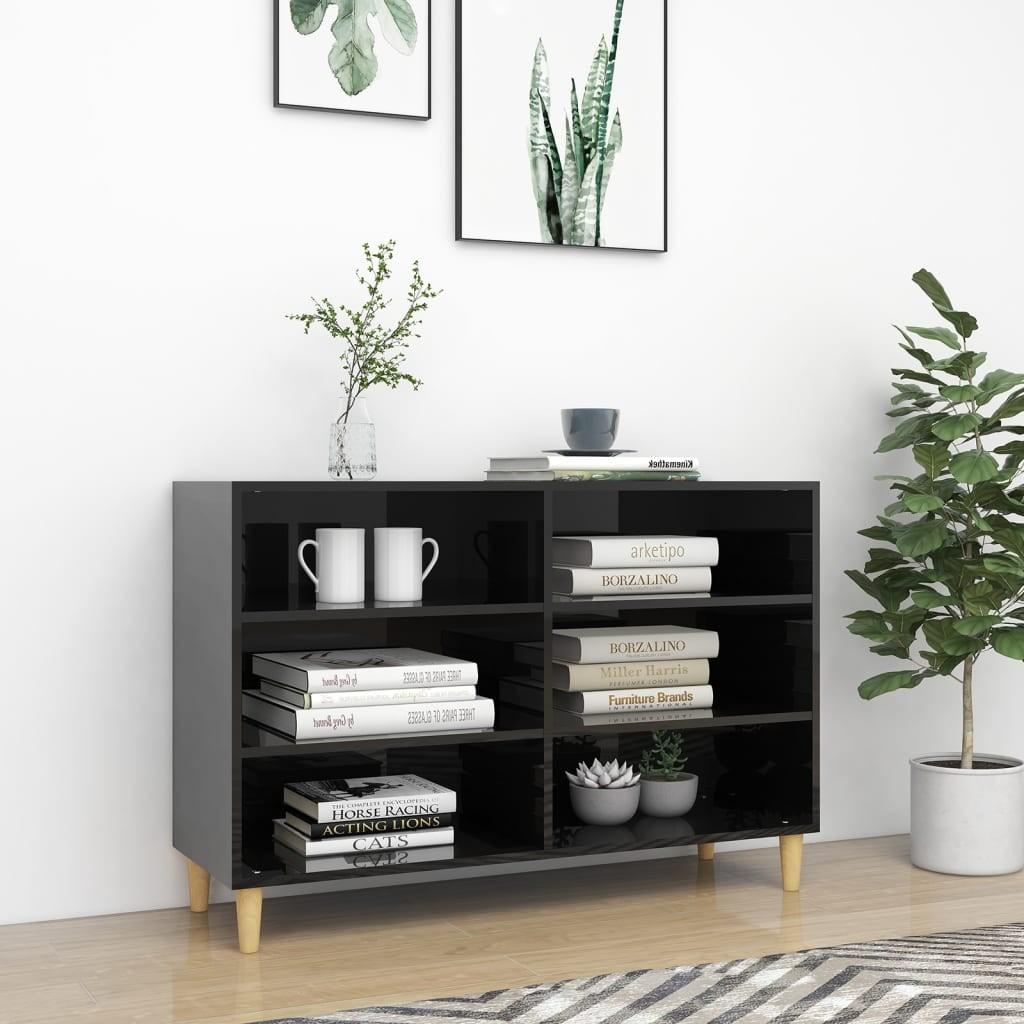 Skænk 103,5x35x70 cm konstrueret træ sort højglans